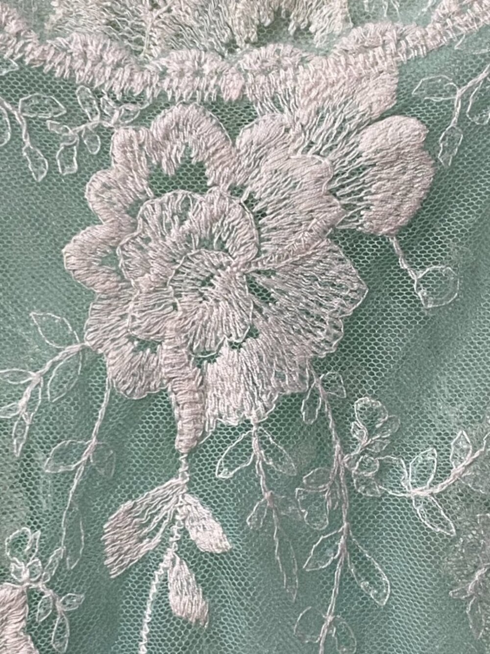 NEW BY TOGETHER Mesh Embroidered Top Blouse Tunic Long Sleeve Aqua/White - Picture 5 of 10